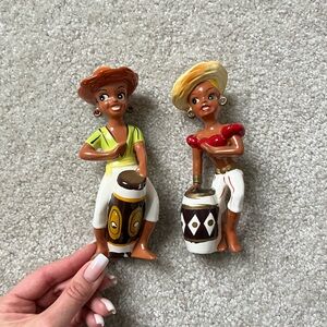 Vintage Antique Kreiss Drummer Girls Ceramic  Figurine Set